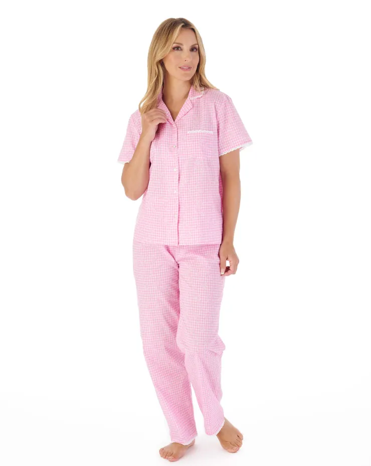 Floral Gingham Print Tailored Woven Pyjama PJ03213
