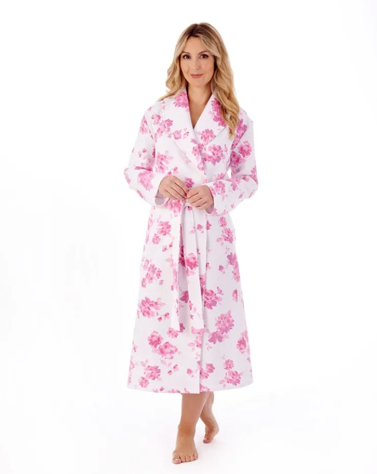 Floral Mock Quilt 46" Wrap Housecoat HC01318