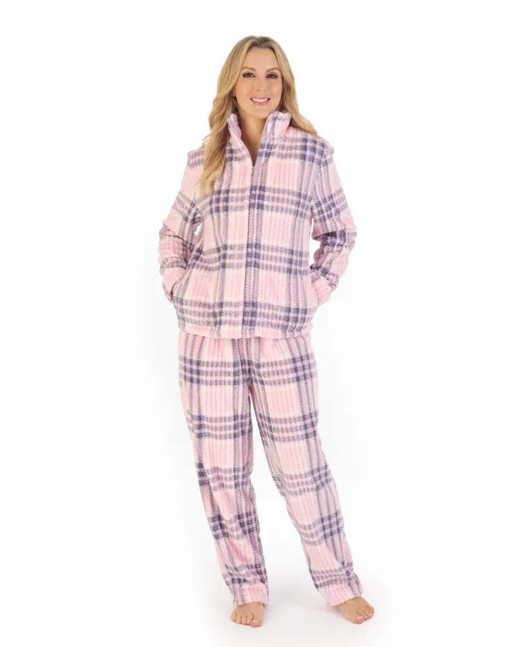 Check Print Waffle Zip Through Pyjama PJ06330