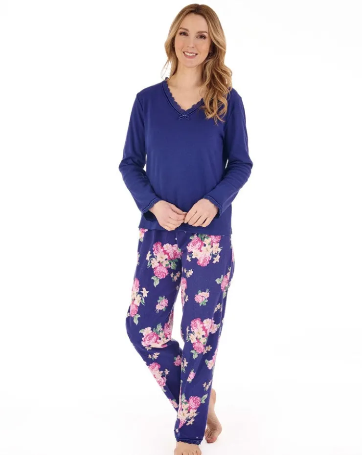 Bold Floral Flannel & Interlock Woven Pyjama PJ88207