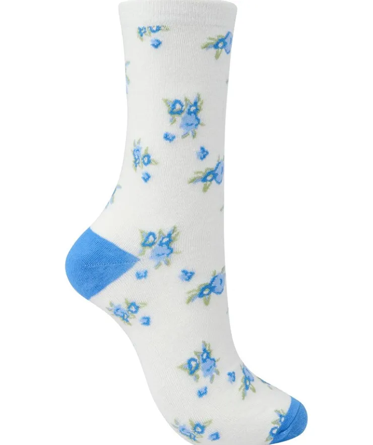 Floral and Solid Colour Sock (2 Pair Pack) LS176