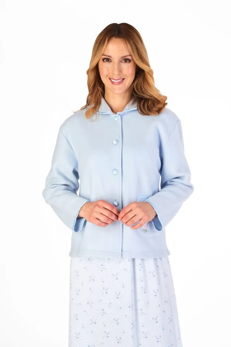 Embroidered Polar Fleece Collar Style Bed Jacket BJ44601