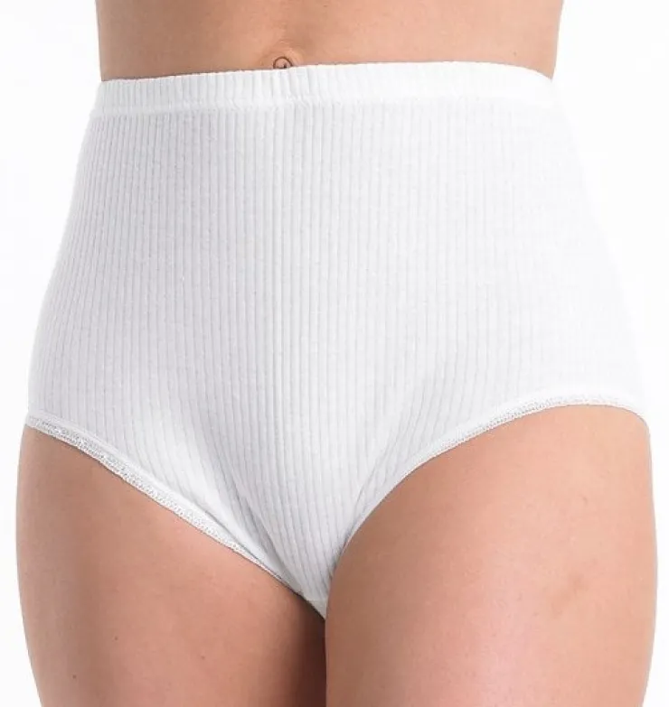 Slenderella White Ribbed Brief BF7