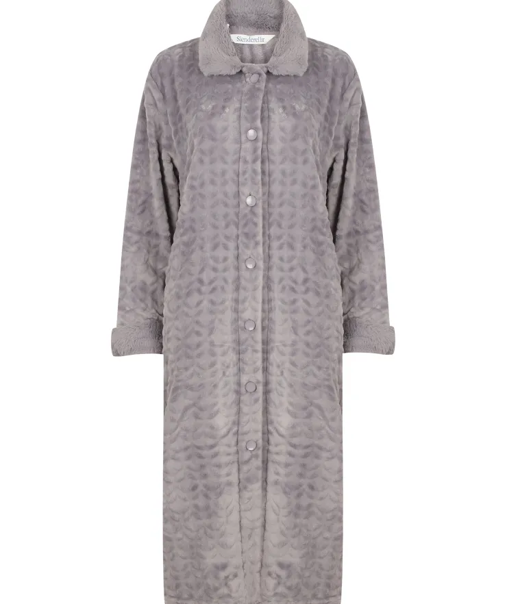 Shaved Pattern Faux Fur Collar 46" Housecoat HC2341