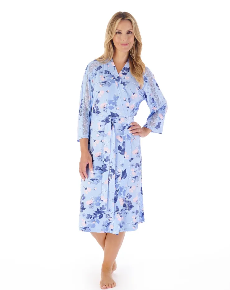Supersoft Multi-Print and Solid Navy 42" Kimono Wrap GL03704