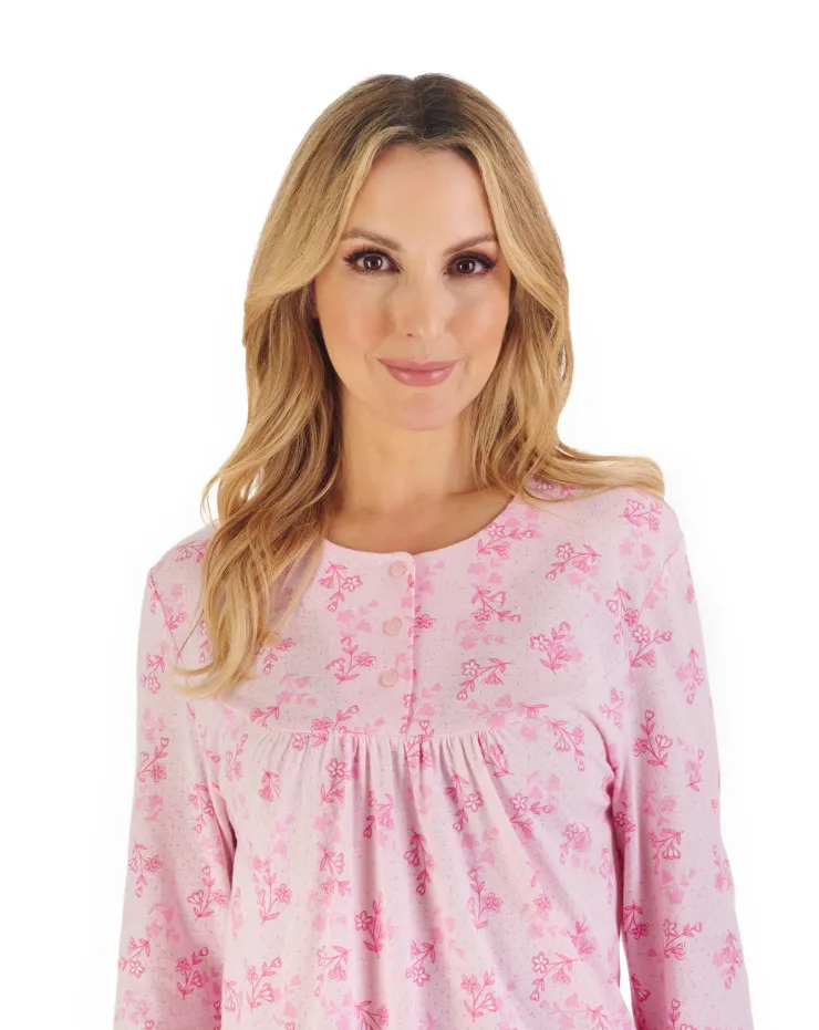 Floral Print 46" Jacquard Jersey Nightdress ND06107