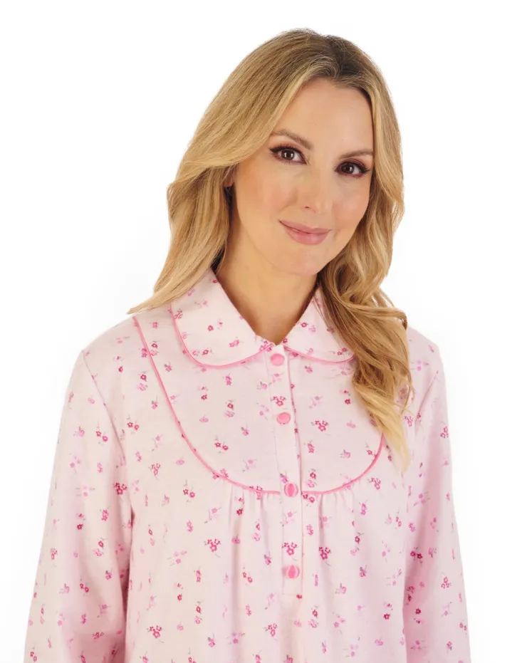 Floral Printed Luxury Flannel 45" Woven Nightdress ND06211