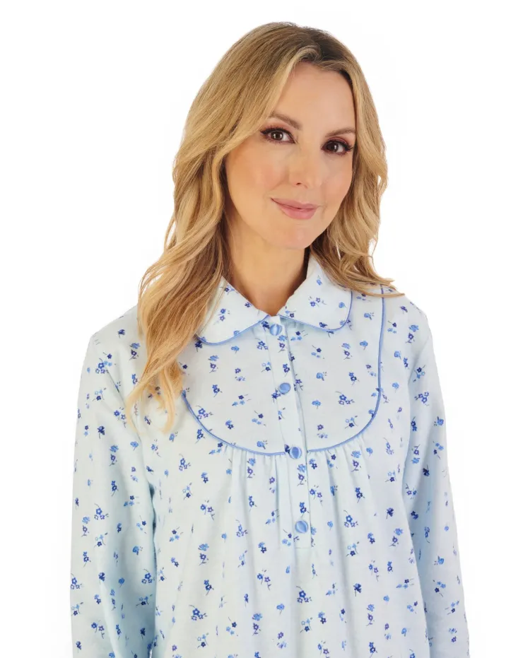 Floral Printed Luxury Flannel 45" Woven Nightdress ND06211