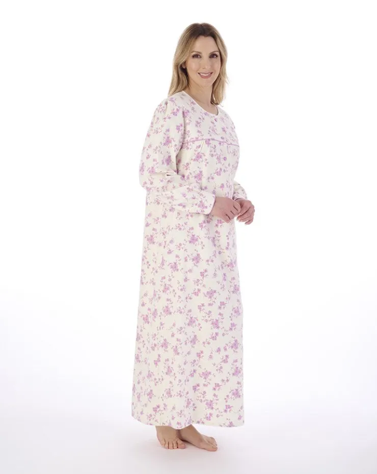 Luxury Brushed Cotton Floral 51" Woven Nightdress ND02214