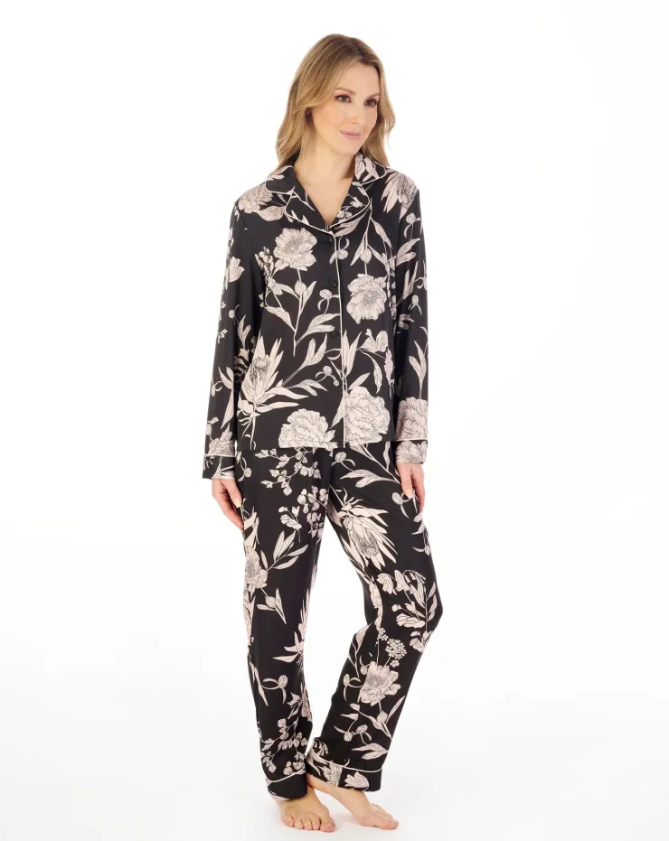 Satin Floral Print Tailored Pyjama Set GL04708