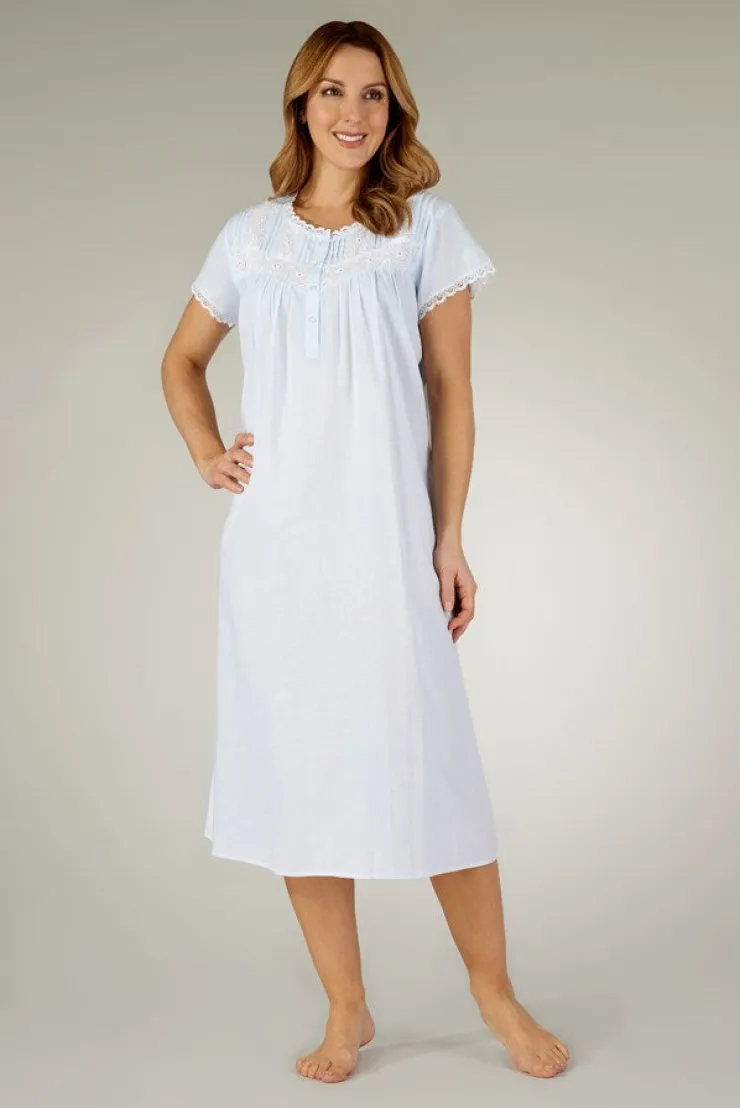 Classic Oval Embroidered Lace 45" Woven Nightdress ND3260