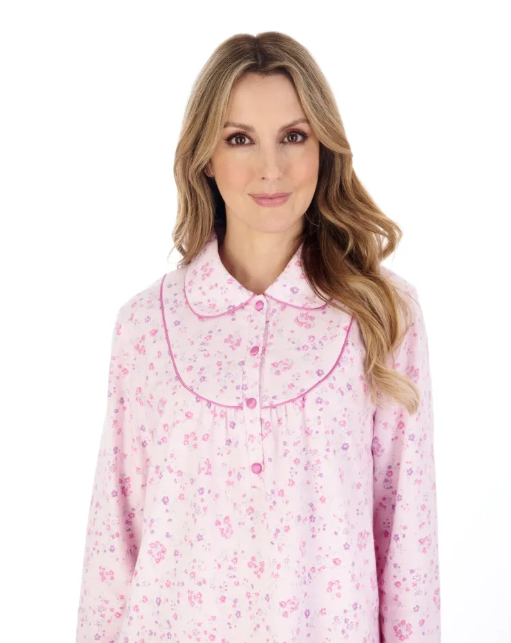 Floral Printed Luxury Flannel 45" Woven Nightdress ND04211