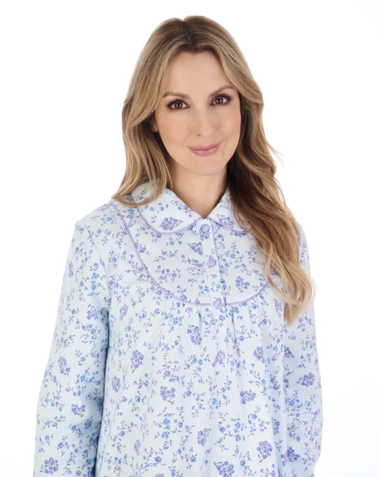 Floral Printed Luxury Flannel 45" Woven Nightdress ND04211