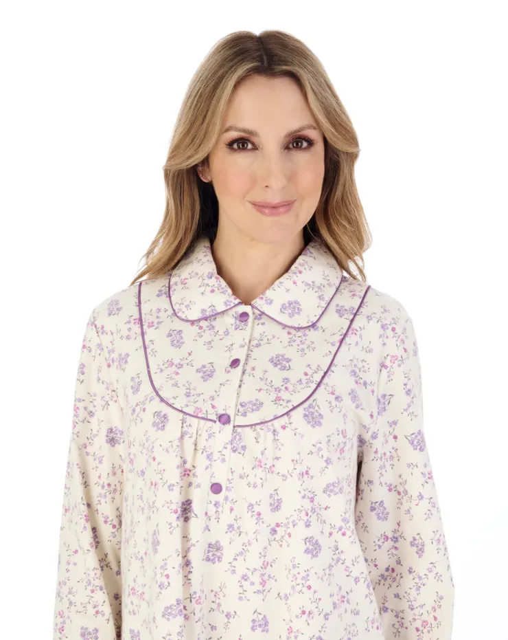 Floral Printed Luxury Flannel 45" Woven Nightdress ND04211