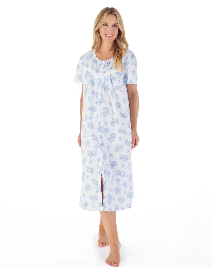 Shadow Leaf Floral Print 46" Woven Nightdress ND03208