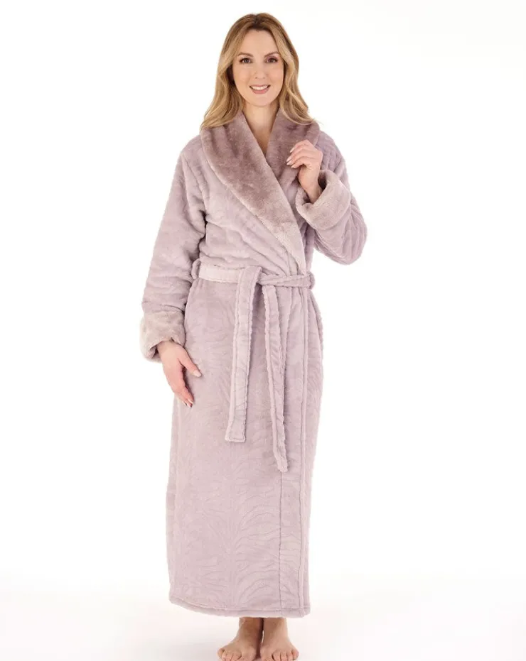 Zebra Inspired Print Faux Fur 52" Wrap Housecoat HC88338