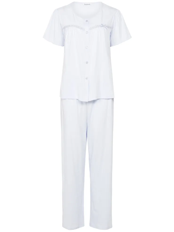 Pastel Jersey Button Through Pyjama PJ7132