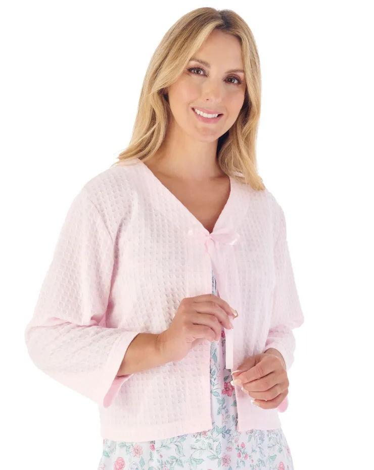 Houndstooth Knit Ribbon Tie Bed Jacket BJ3303