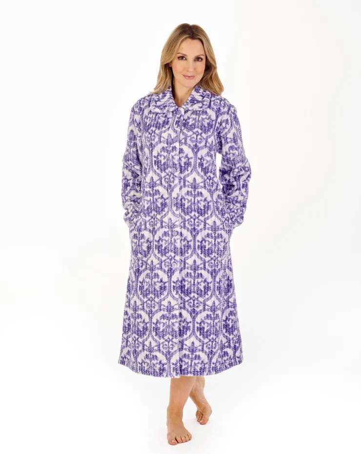 Printed Waffle 46" Button Through Housecoat HC04331