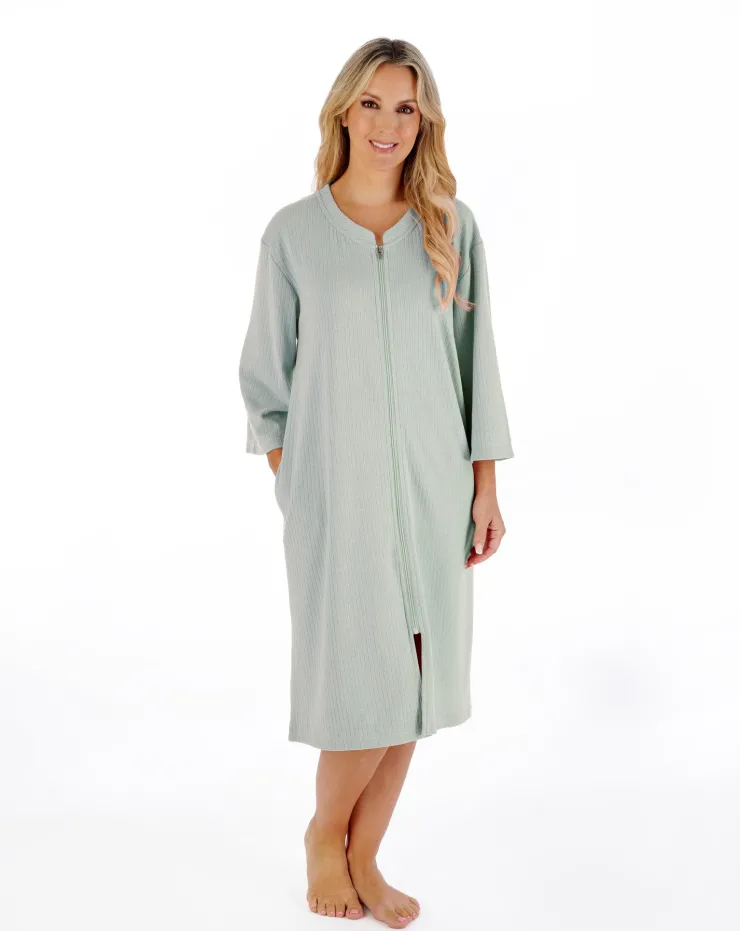 Rib Pattern 42" Zip Housecoat HC07306