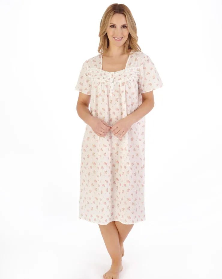 Floral Dobby Spot 42" Woven Nightdress ND05211