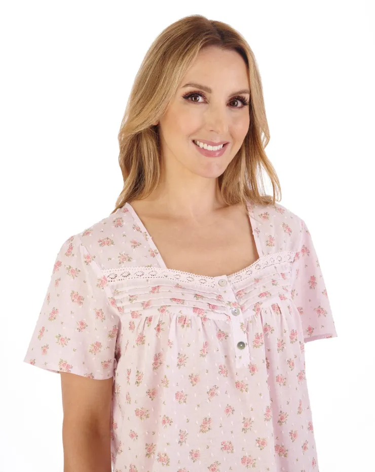 Floral Dobby Spot 42" Woven Nightdress ND05211