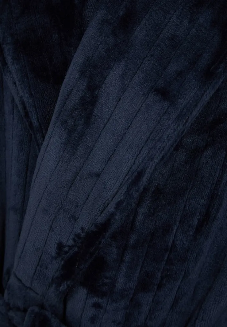 Solid Colour Stripe 49" Flannel Fleece Robe WR88851