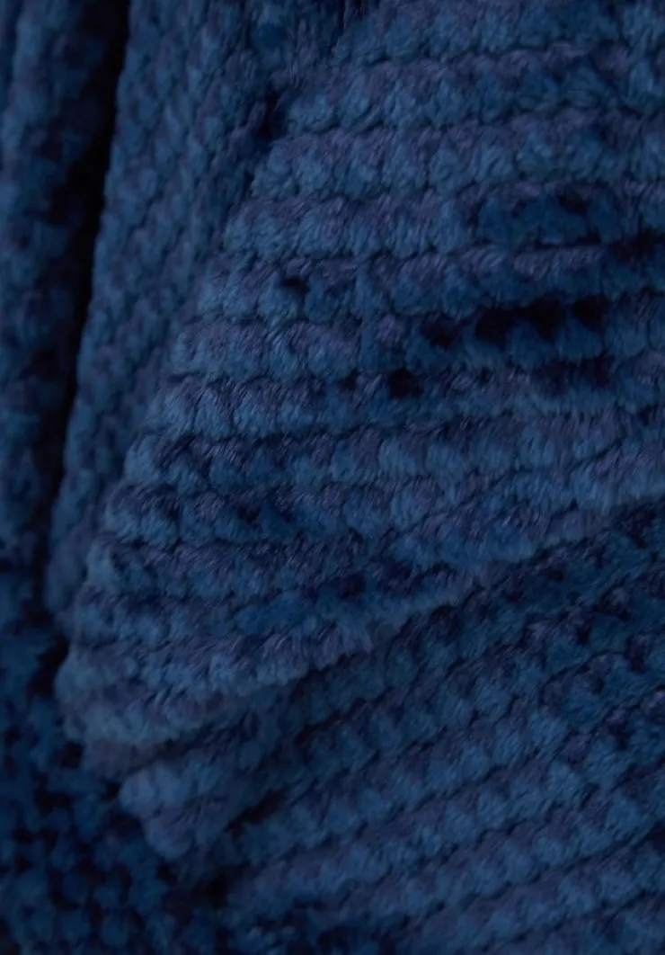 Jacquard Check Flannel Fleece 49" Shawl Collar Wrap WR4835