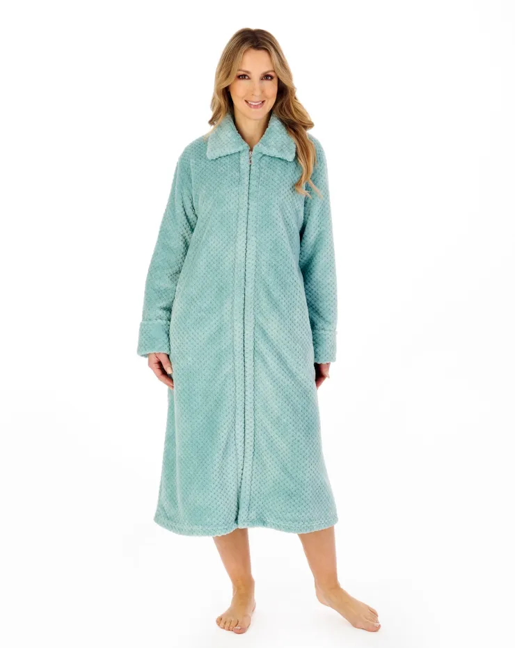 Luxury Waffle Fleece 46" Zip Through Housecoat HC4326