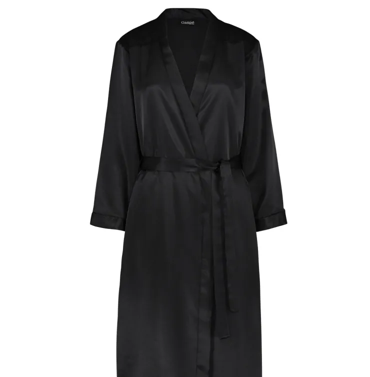 Plain Satin With Lace Trim 38" Kimono Wrap GL6763