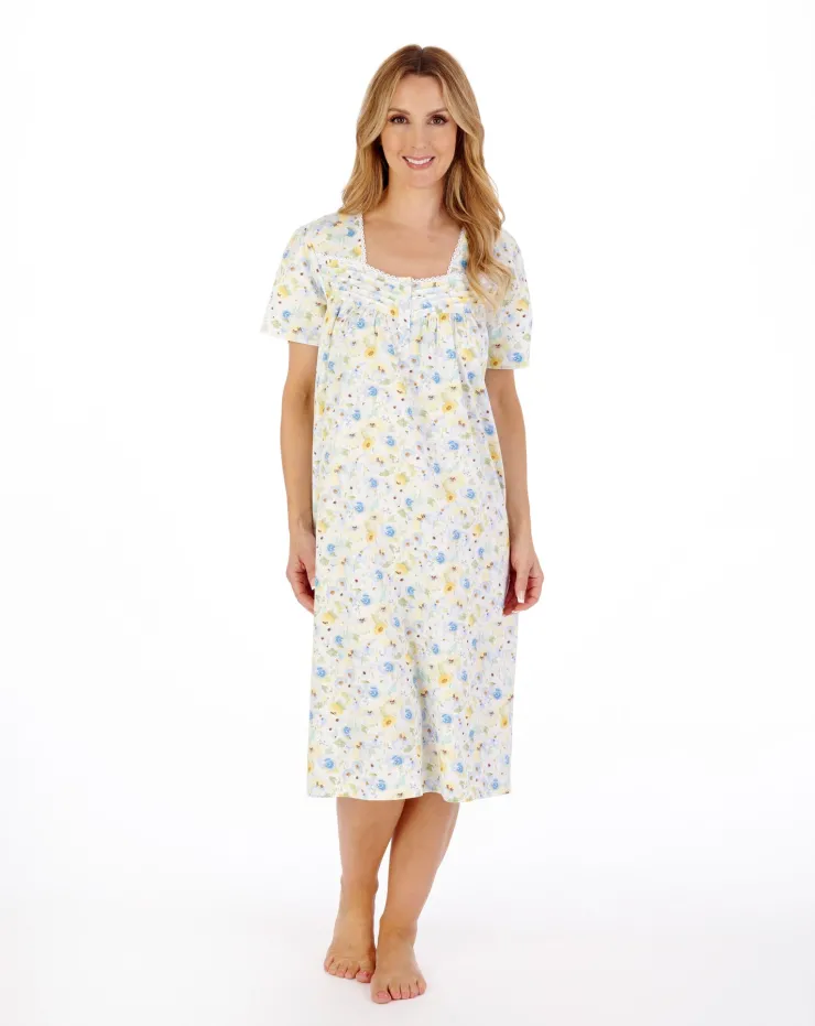 Watercolour Floral Print 42" Woven Nightdress ND05230