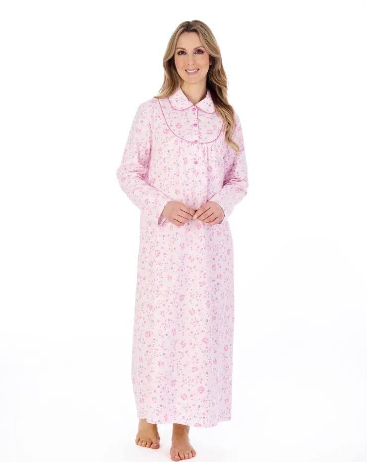 Floral Printed Luxury Flannel 51" Woven Nightdress ND04212