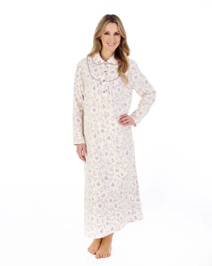 Floral Printed Luxury Flannel 51" Woven Nightdress ND04212