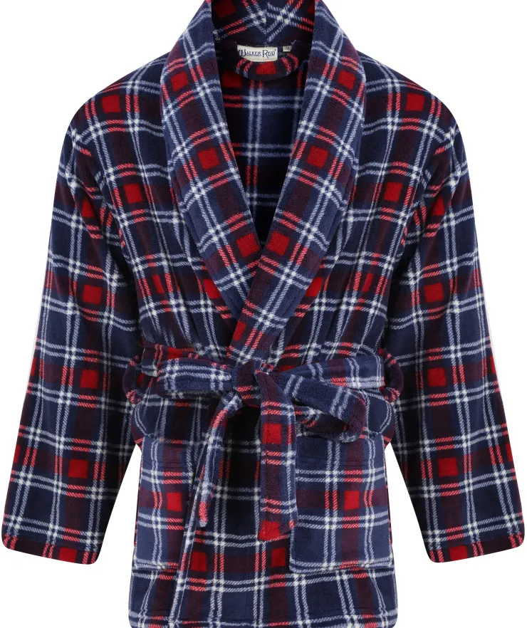 Printed Check Flannel Fleece 32" Bed Jacket WR66841