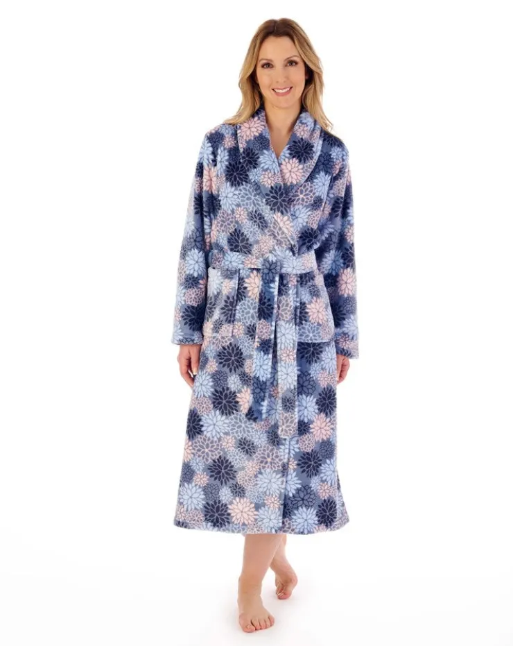 Bold Floral Flannel Fleece 46" Wrap Housecoat HC02313