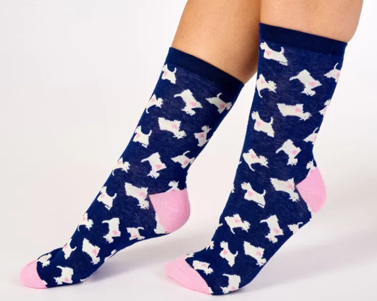 Scottie Dog and Heart Socks (2 Pair Pack) LS175
