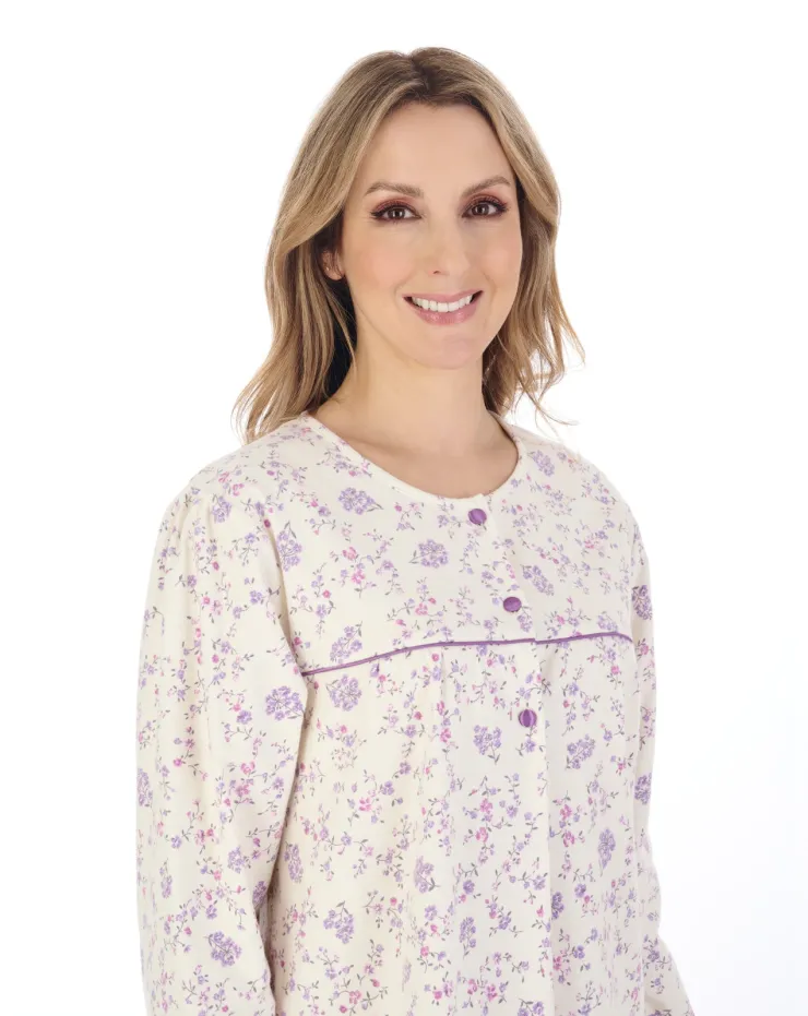 Floral Printed Luxury Flannel 43" Woven Nightdress ND04210