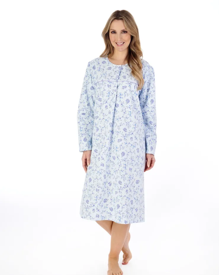 Floral Printed Luxury Flannel 43" Woven Nightdress ND04210
