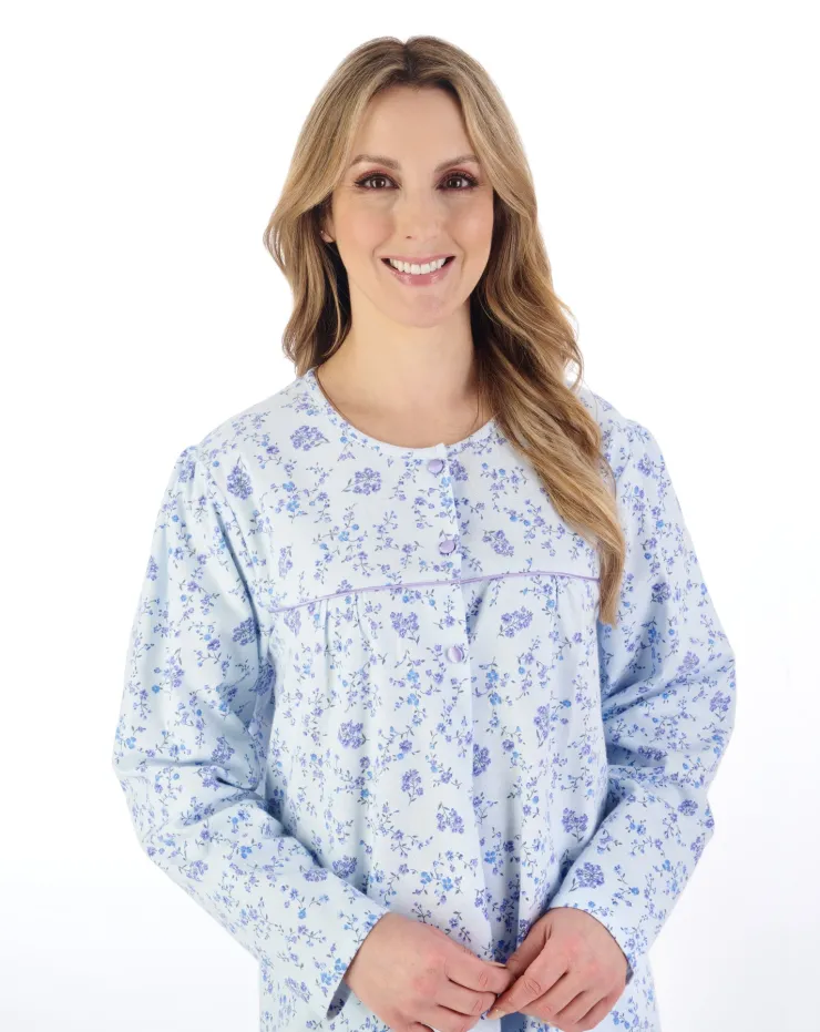 Floral Printed Luxury Flannel 43" Woven Nightdress ND04210