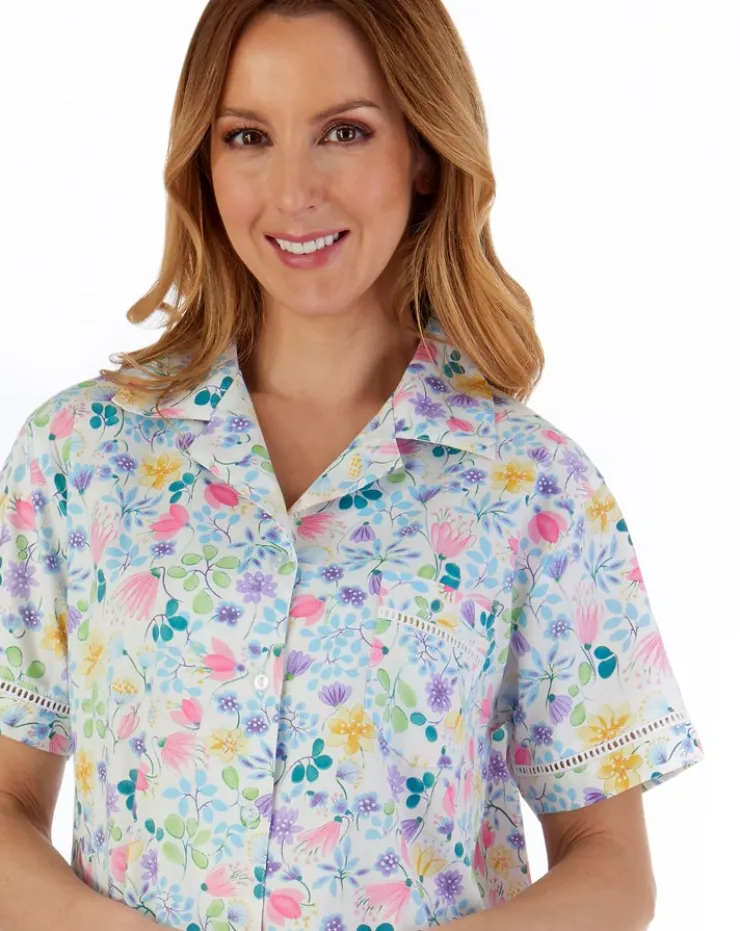 Multi Coloured Floral Tailored Woven Cropped Pyjama PJ55262