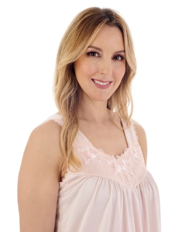 Knitted Satin Embroidered Trim 44" Nightdress ND55402