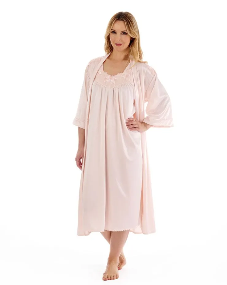Knitted Satin Embroidered Trim 44" Nightdress ND55402