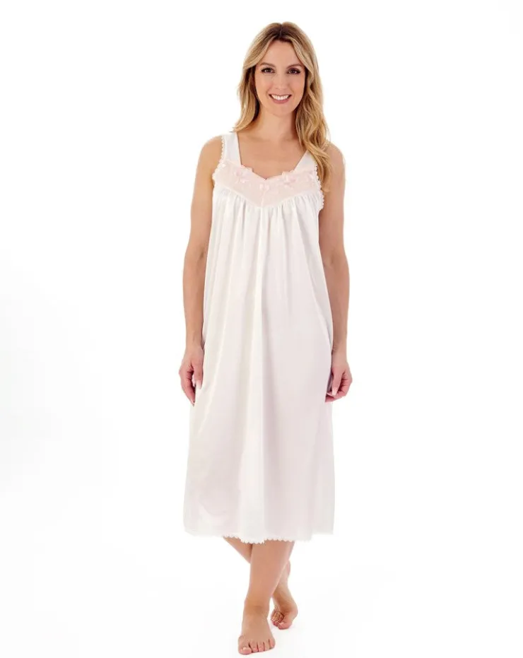 Knitted Satin Embroidered Trim 44" Nightdress ND55402