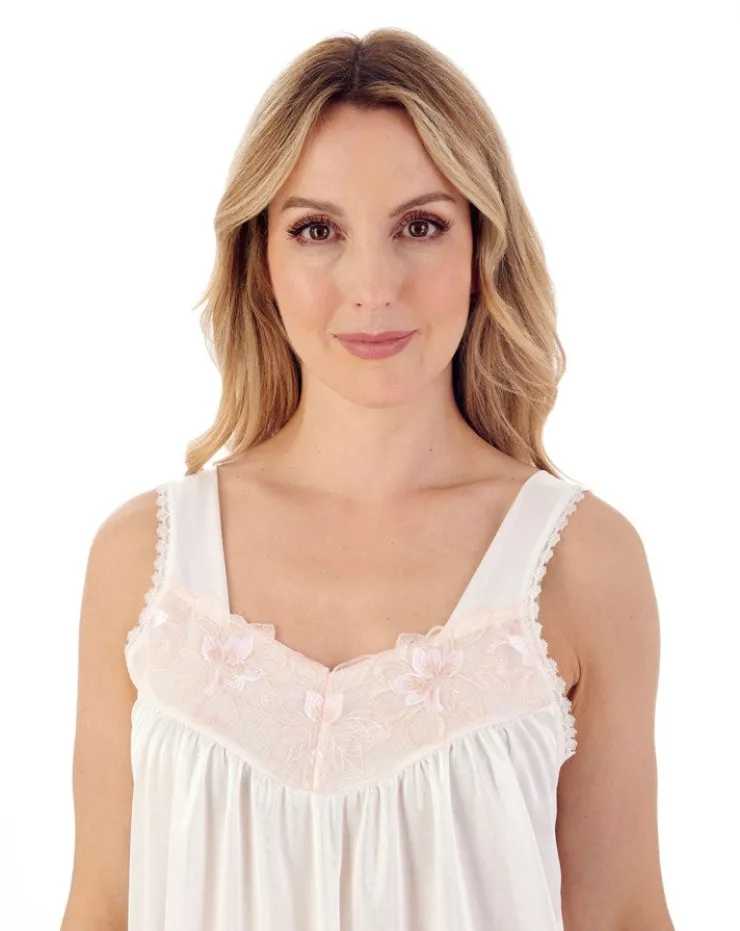 Knitted Satin Embroidered Trim 44" Nightdress ND55402