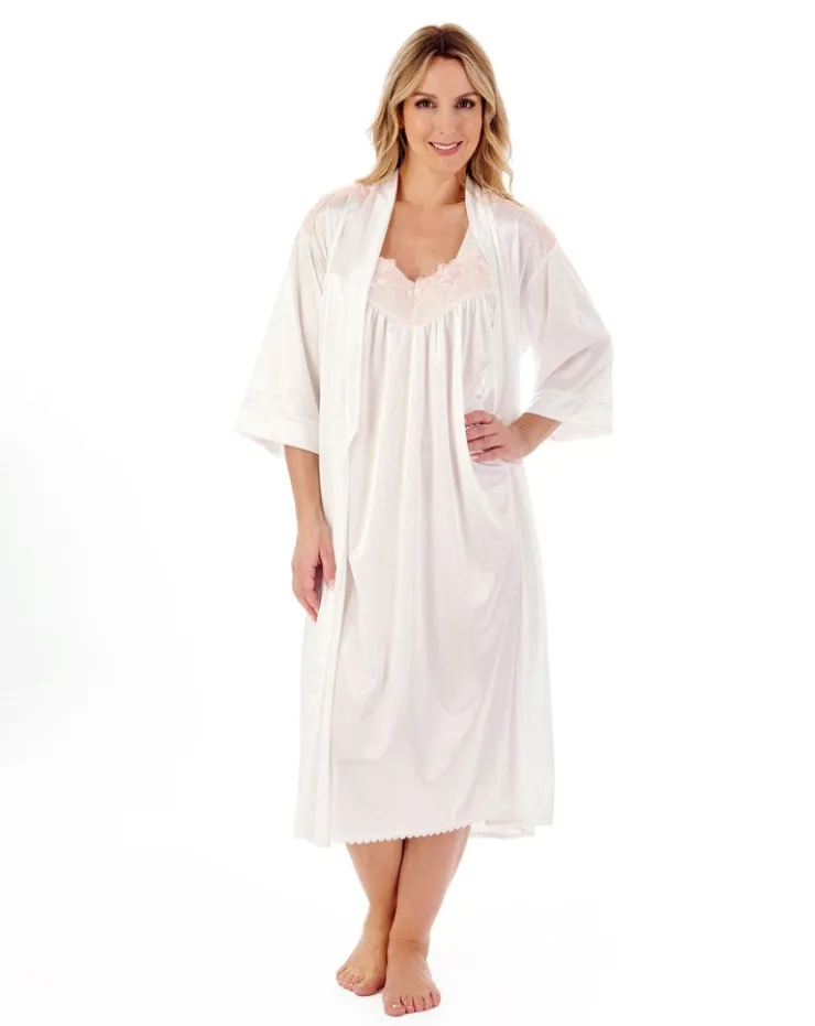 Knitted Satin Embroidered Trim 44" Nightdress ND55402