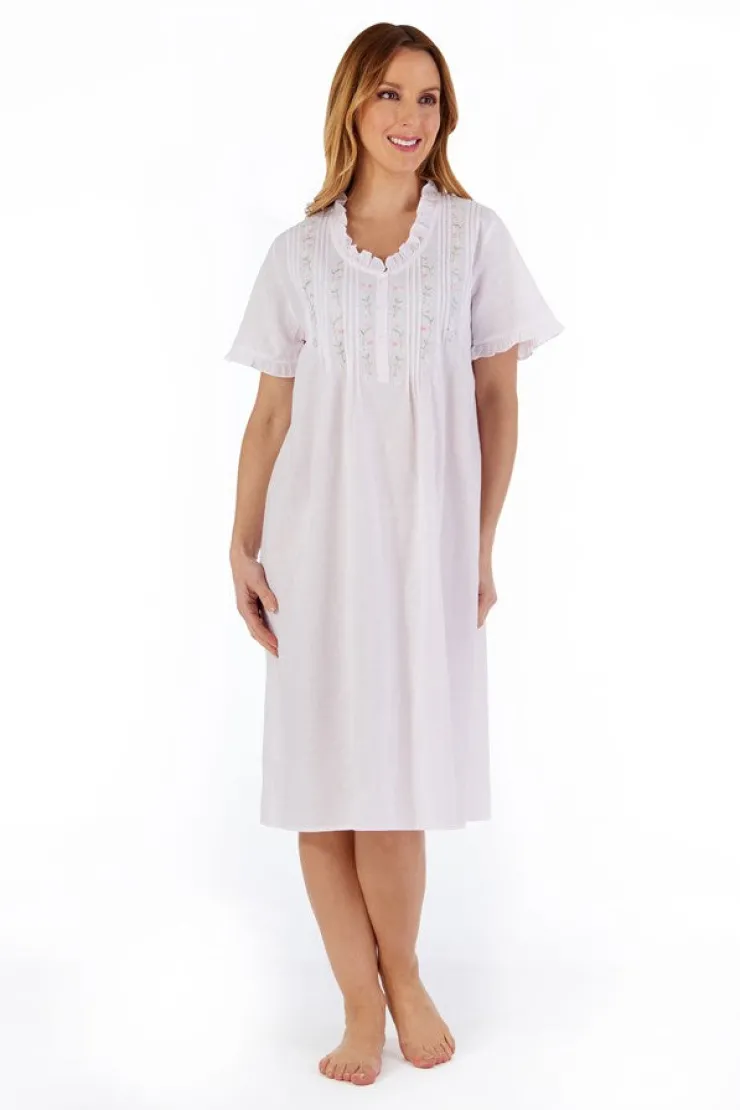 Embroidered Pintuck and Ruffle 42" Woven Nightdress ND55251