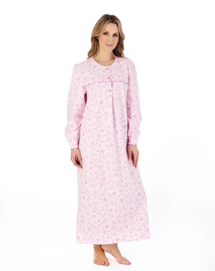Floral Printed Luxury Flannel 51" Woven Nightdress ND04214