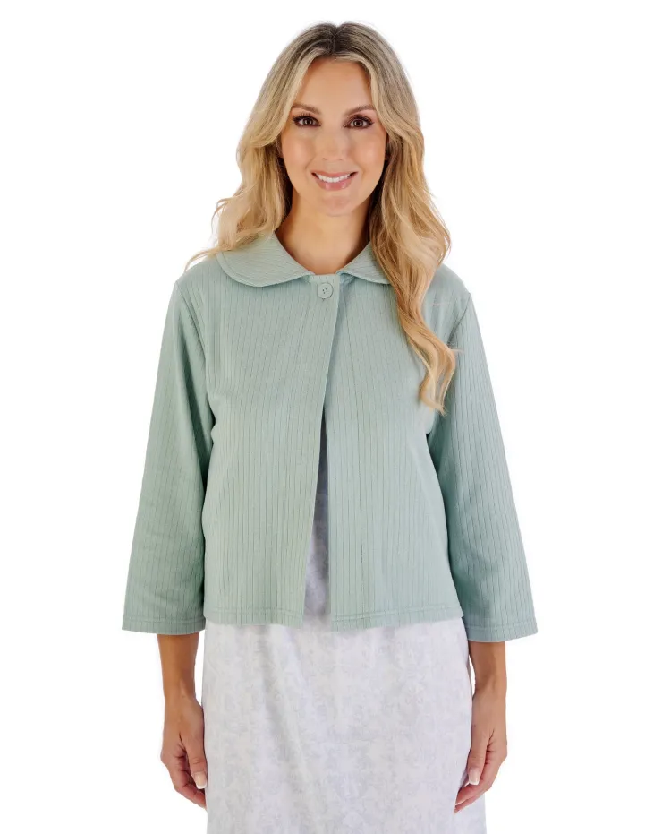 Rib Pattern 3/4 Sleeve Bedjacket BJ07305