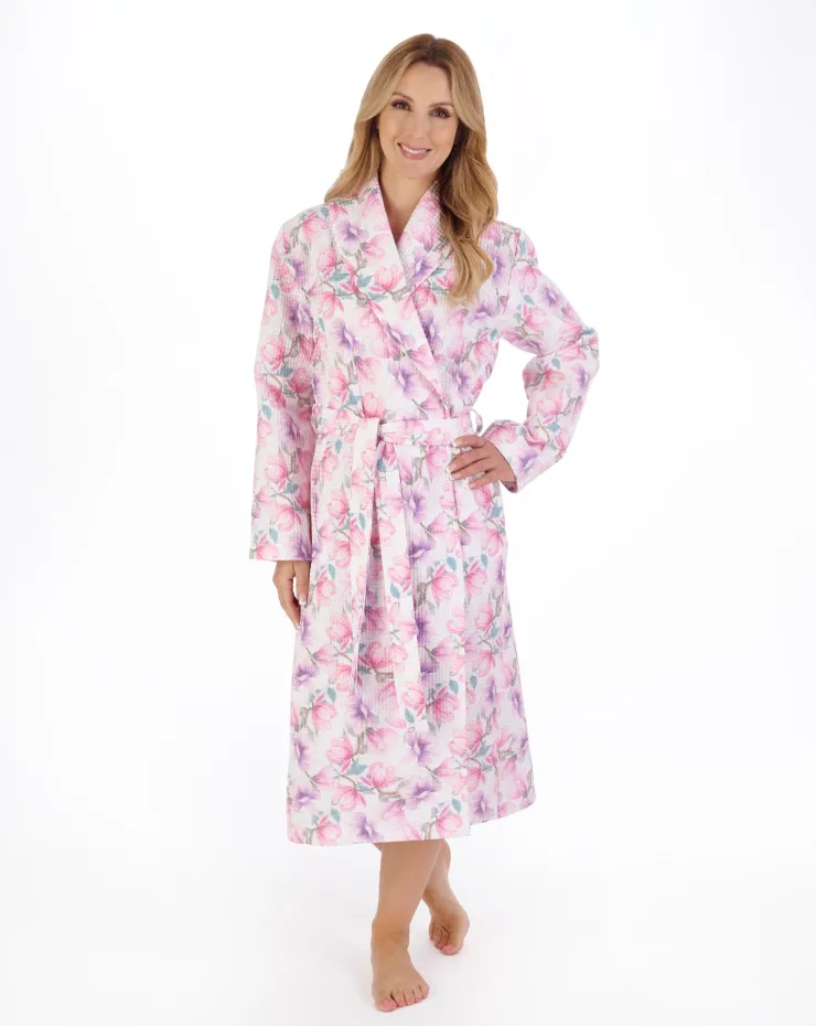 Printed Waffle 46" Shawl Collar Wrap HC05316